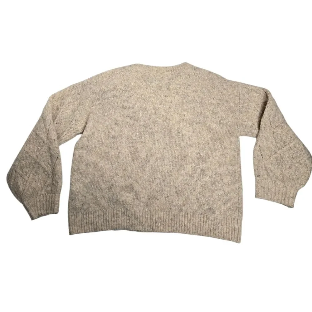 LUCKY BRAND cable knit crew neck‎ wool blend sweater L